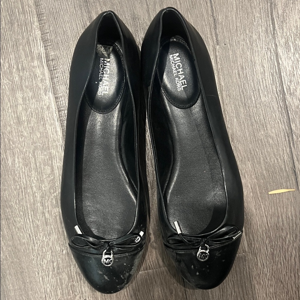 Michael Kors Black Leather Loafers with Charm